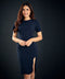 Navy And Grey Detailed Shift Dress